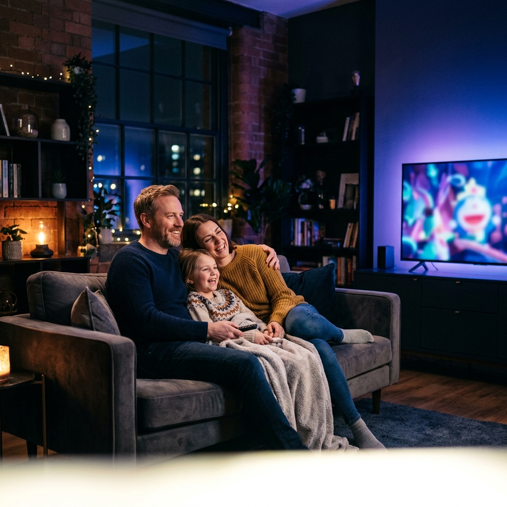Family watching flash4kiptv streaming
